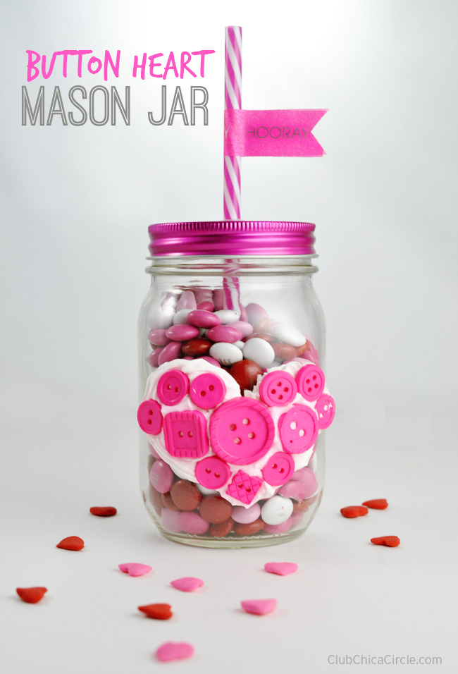Button Heart Mason Jar