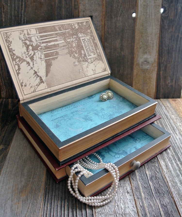 Antique Books Repurposed as Elegant Jewelry Boxes