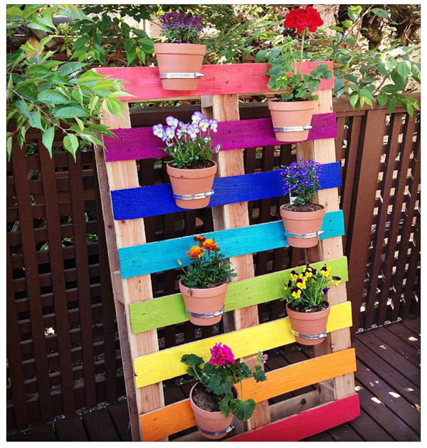 How to Make a DIY Upcycled Rainbow Pallet Flower Garden Planter