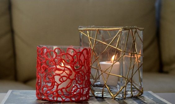 How to Make DIY Colorful Holiday Votive Candles with Hot Glue