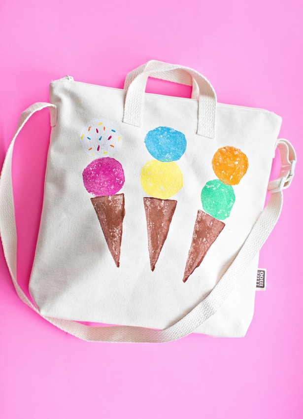 Diy Potato Stamped Ice Cream Bag For Kids