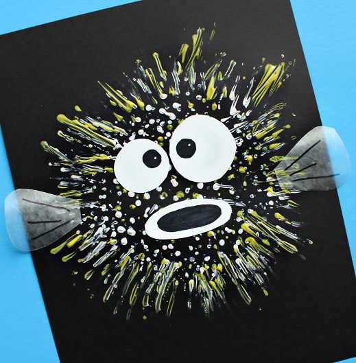 Ocean Themed Bouncy Ball Stamped Pufferfish Kids Craft