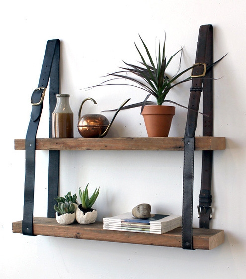 How to Make a Rustic Wood and Leather Hanging Shelf