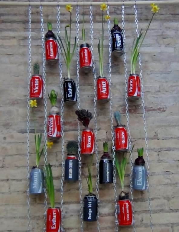 Vertical Garden Coca Cola Cans