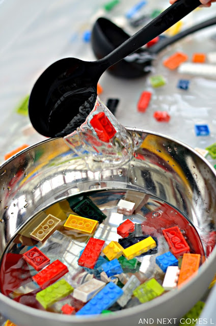 Water Sensory Play Fine Motor Activity for Kids Using LEGO