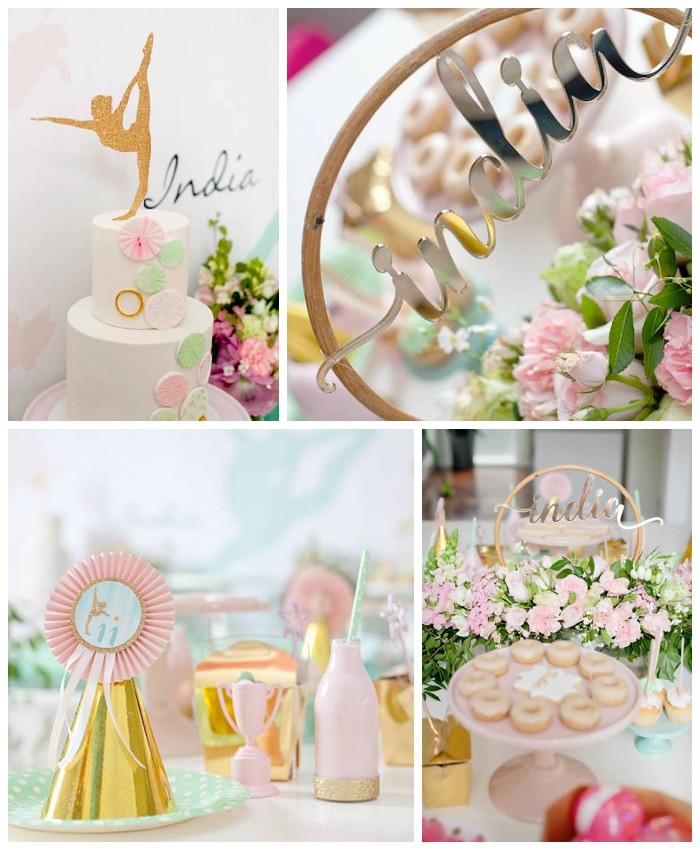 Mint and Pink Gymnastics Birthday Party