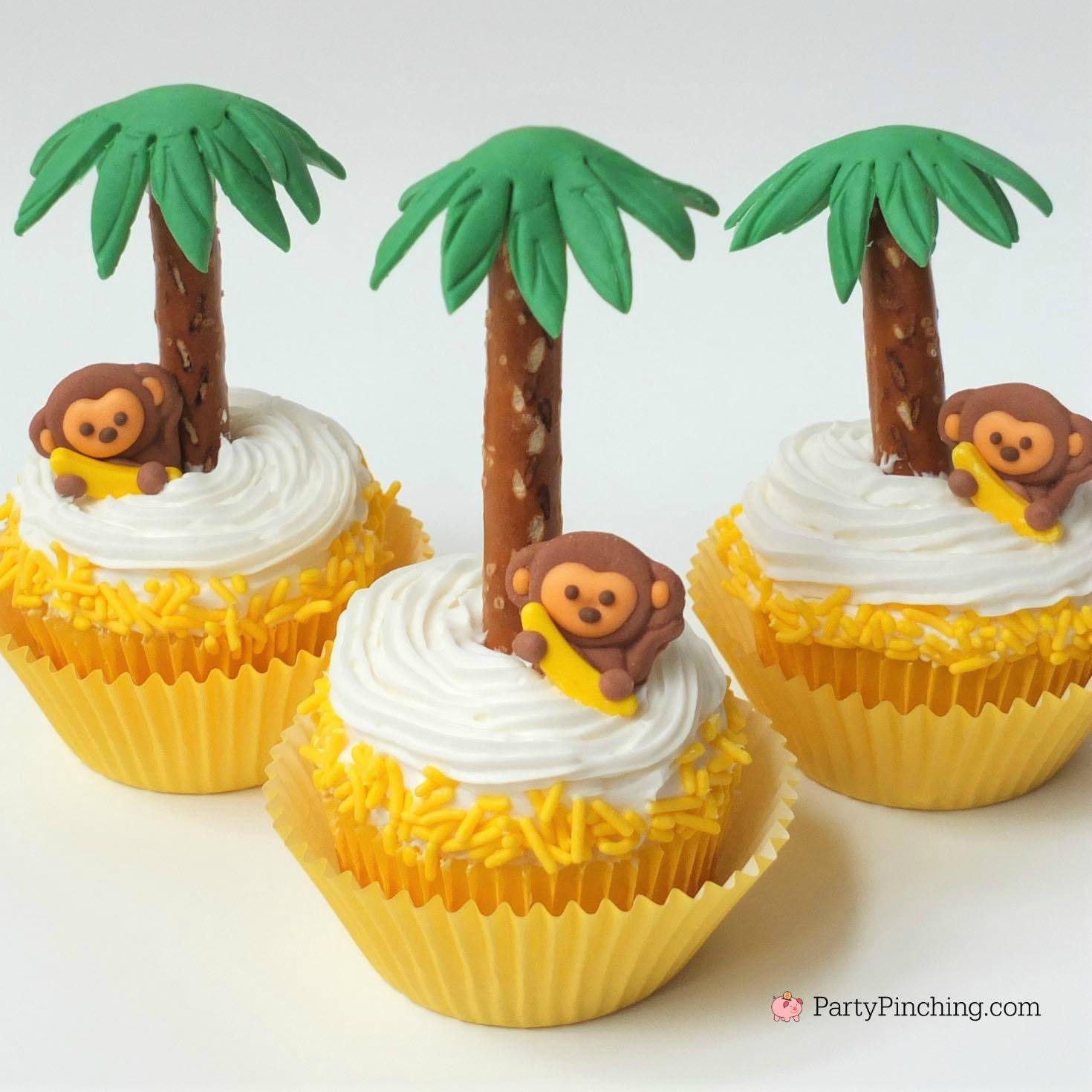 Jungle Birthday Party Cute Monkey Cupcakes