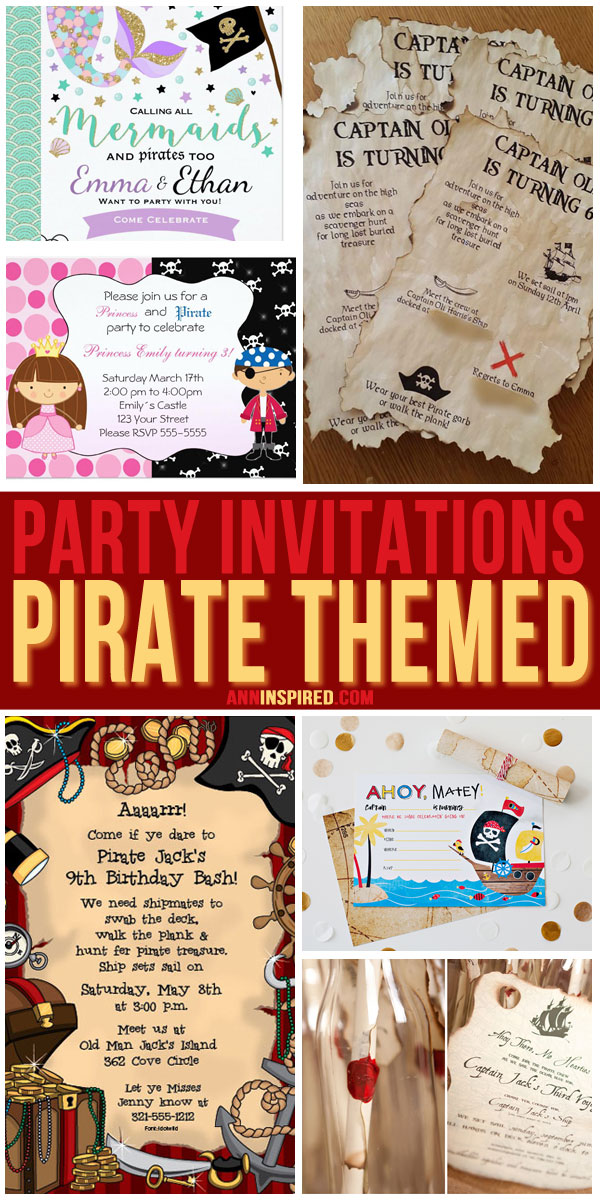 Pirate Themed Birthday Party Invitations