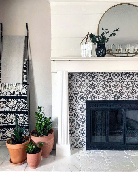 Pattern Look Painted Fireplace Home Ideas