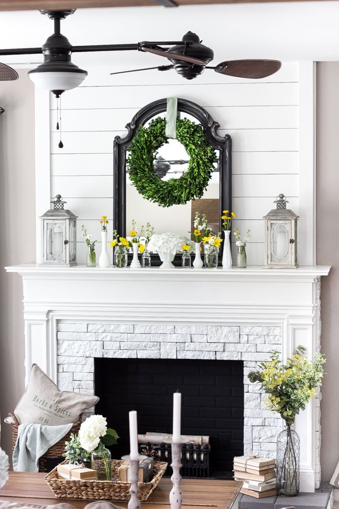 White Brick Fireplace Decorating Ideas