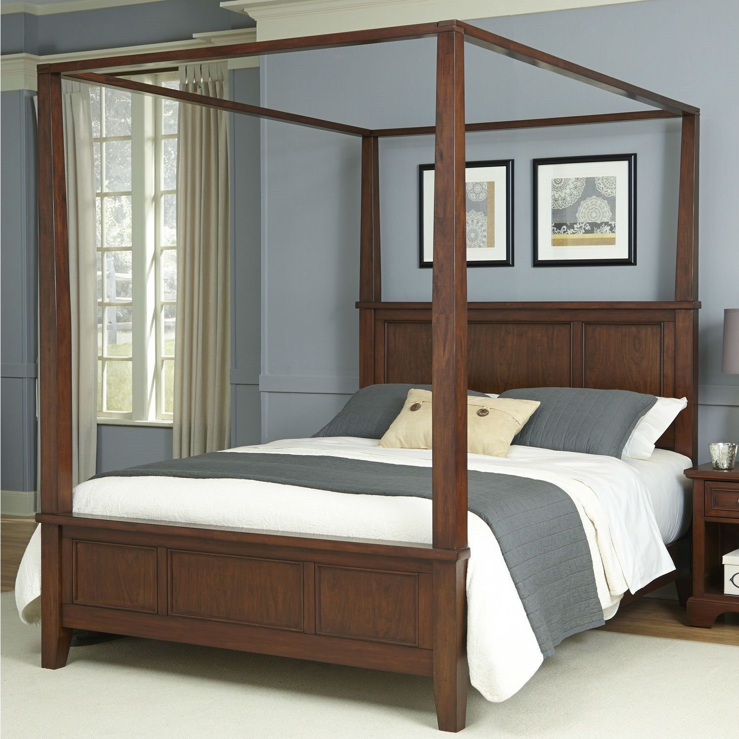 Full Size Wood Canopy Bed Frame