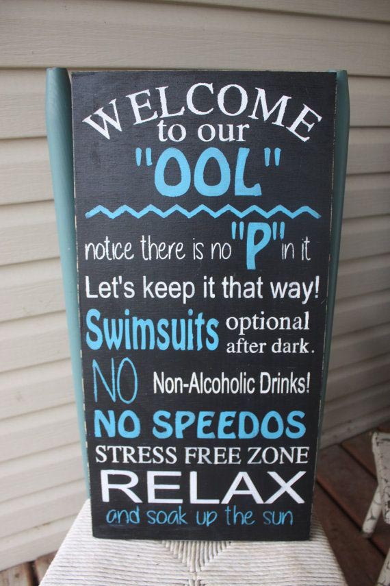 No Heavy Petting Swimming Pool Sign