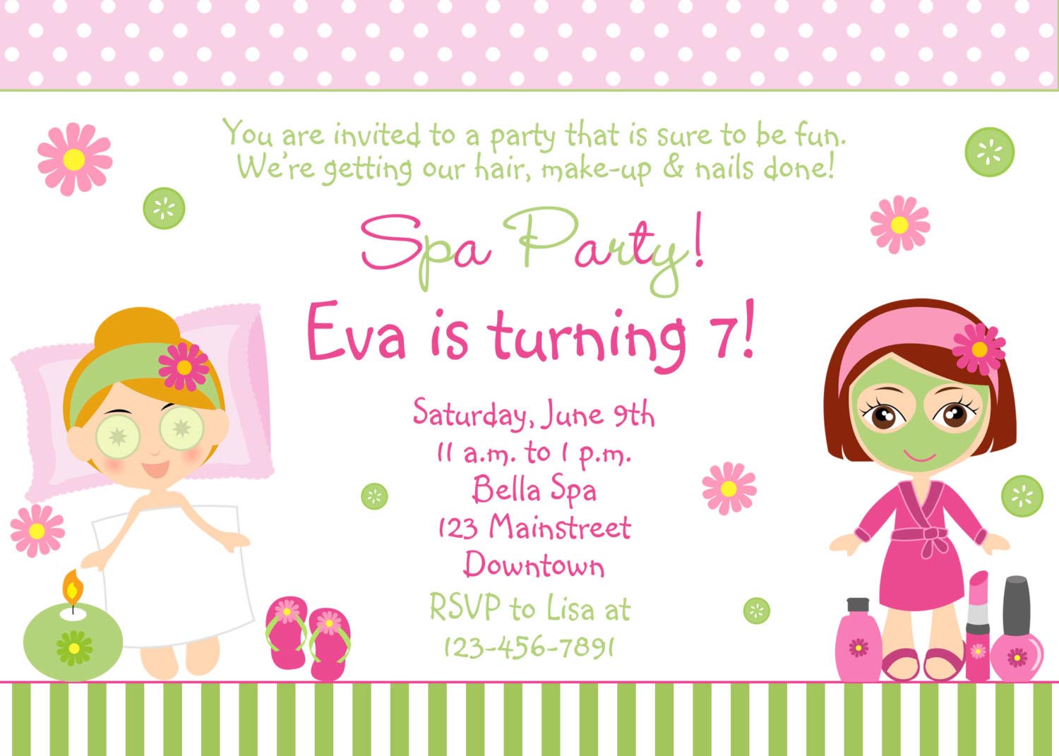 Spa Party Invite Template