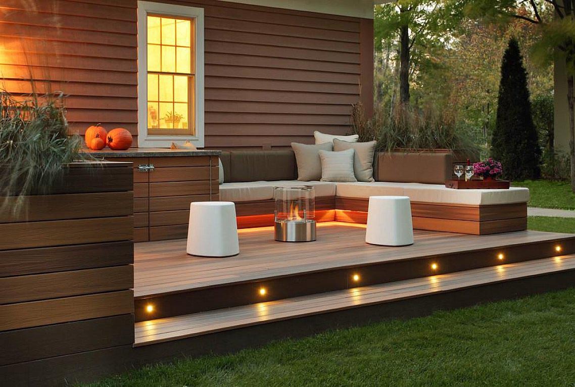Fire Pit on Wood Deck