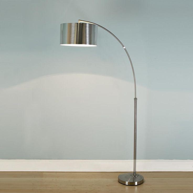Silver Floor Lamp with White Shade