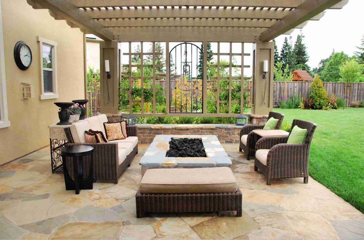 Covered Patio With Stone Fire Pit Ann Inspired