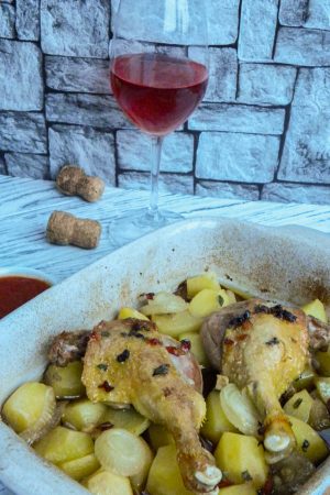 Slow Roasted Duck Legs with Sauce and Red Wine