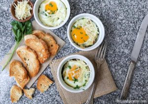 Baked Eggs With Spinach Bacon and Cheese
