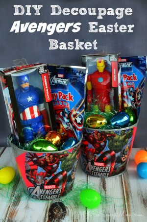 Decoupage DIY Avengers Easter Basket