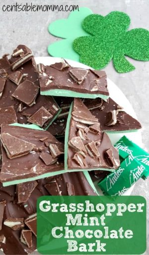 Grasshopper Mint Chocolate Bark for St. Patricks Day