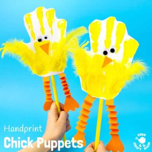 Handprint Chick Puppet Craft