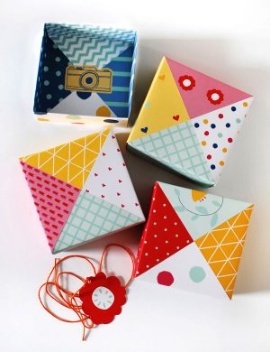 Make Patchwork Paper Origami Gift Boxes