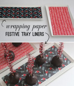 New Uses for Wrapping Paper Festive Tray Liners