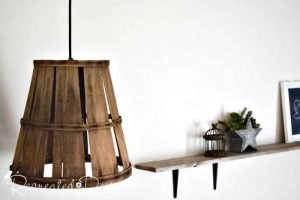 Old Picking Wood Basket Turned Light