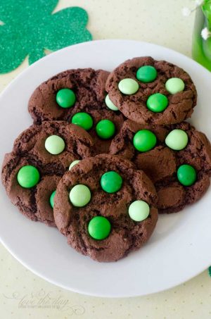 St. Pattys Day Chocolate Mint M&M's Cookies Love the Day