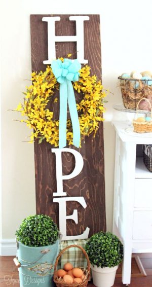Wooden Hope Easter Wreath Sign