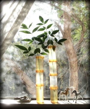 Pill Bottle Upcycled Faux Bamboo Vase