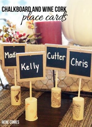 Chalkboard and Wine Cork Place Cards