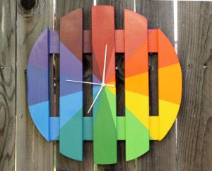 Colorful Outdoor Clock From Plant Stand