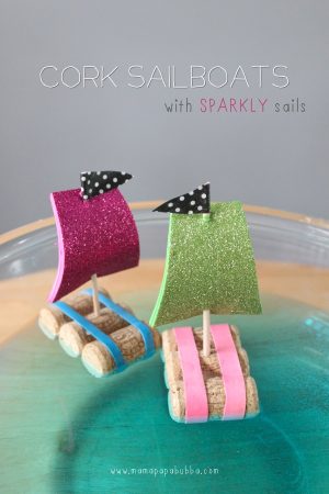 Cork Sail Boats with Sparkly Sails