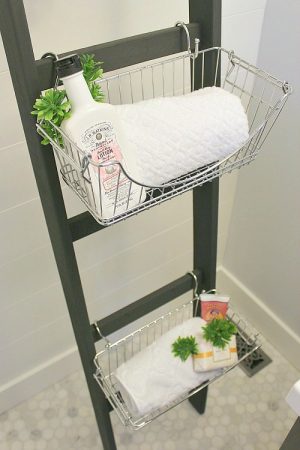 DIY Bathroom Storage Ladder