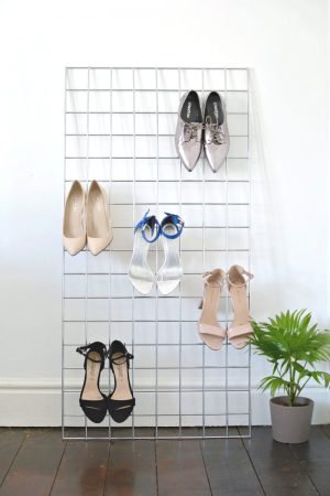 DIY Grid Shoe Storage Display