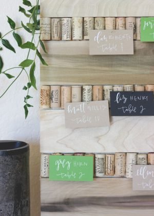 DIY Wedding Wine Cork Escort Card Display