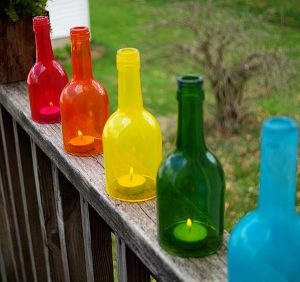 DIY Wine Bottle Craft Rainbow Lanterns