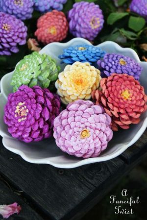 Let's Make Zinnia Flowers from Pine Cones