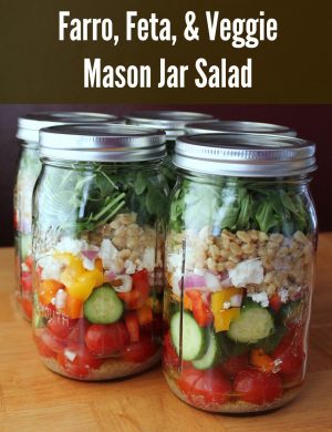 Mason Jar Salad Farro Feta and Vegetables