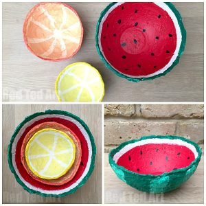 Papier Mache Summer Fruit Bowls