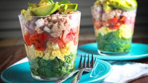 Rainbow Salad in a Glass for Picnic