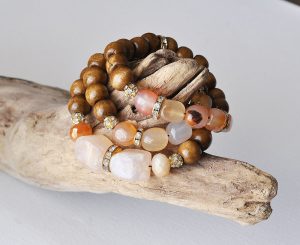 Wood Stone Bead Bracelets