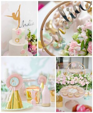 Mint and Pink Gymnastics Birthday Party