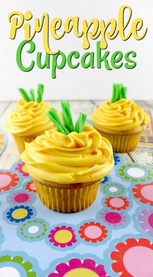 Hawaiian Themed Pineapple Cupcakes for Birthday Party