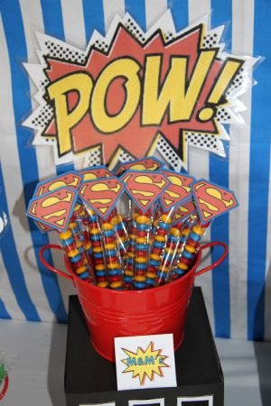 Superman 1st Birthday Party M&M Tubes