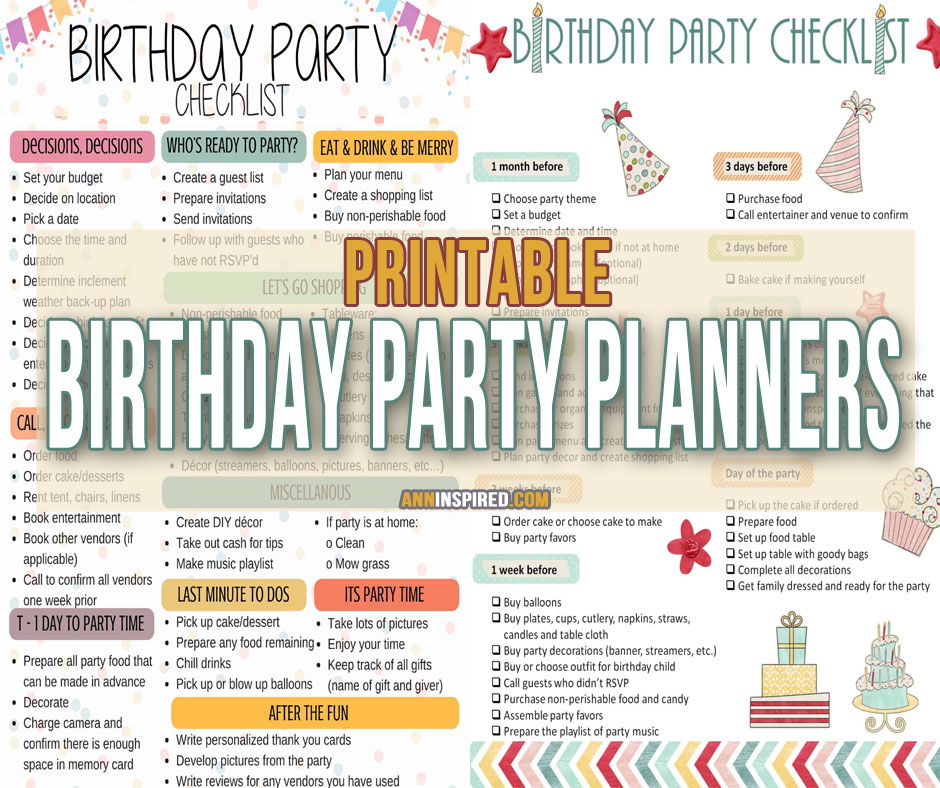 Best Birthday Party Planner Printable Ideas