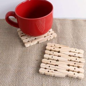 Creative Table Coaster Made Of Reused Clothespins
