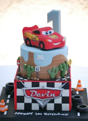 Car First Birthday Cake