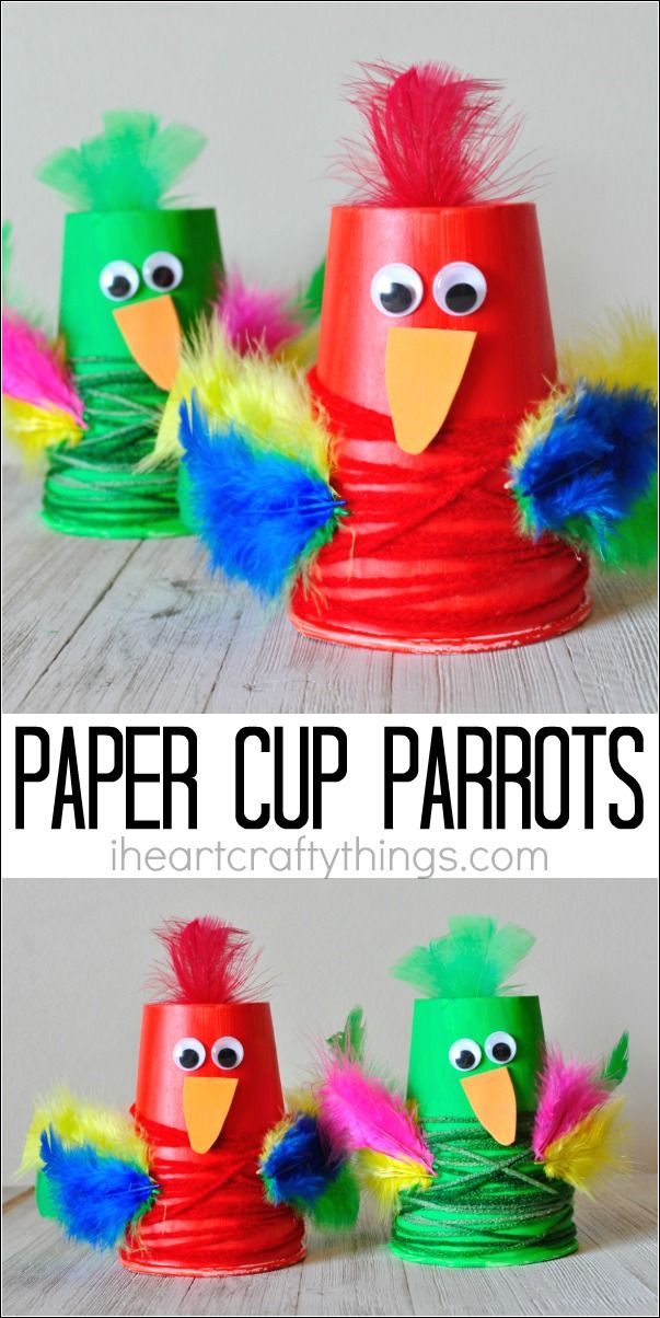 Colorful Paper Cup Parrot Craft Upcycled | Ann Inspired